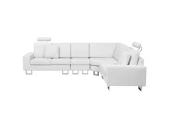 Canapé D'Angle à Droite En Cuir Blanc Avec Appui-Tête Réglable Taies Lavables Stockholm -Canapé Soldes Boutique canape 16665859