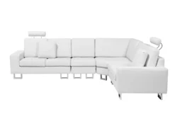 Canapé D'Angle à Droite En Cuir Blanc Avec Appui-Tête Réglable Taies Lavables Stockholm -Canapé Soldes Boutique canape 16665861