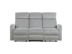 Canapé éléctrique Inclinable 3 Places En Velours Gris Clair VERDAL -Canapé Soldes Boutique canape 16666913