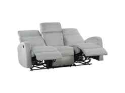 Canapé éléctrique Inclinable 3 Places En Velours Gris Clair VERDAL -Canapé Soldes Boutique canape 16666917