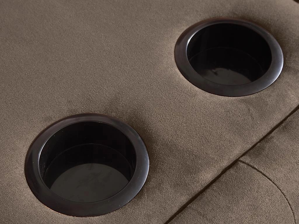 Canapé 3 Places Clic-clac En Microfibre DEVONSHIRE Avec Tablette Centrale Rabattable - Marron 6 Canapé 3 Places Clic-clac En Microfibre DEVONSHIRE Avec Tablette Centrale Rabattable - Marron – Image 6