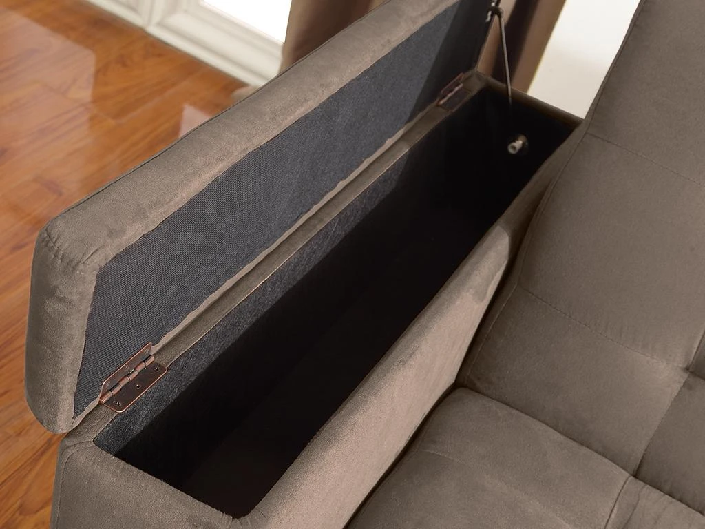 Canapé 3 Places Clic-clac En Microfibre DEVONSHIRE Avec Tablette Centrale Rabattable - Marron 7 Canapé 3 Places Clic-clac En Microfibre DEVONSHIRE Avec Tablette Centrale Rabattable - Marron – Image 7