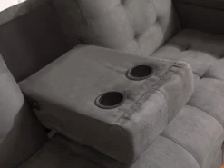 Canapé 3 Places Clic-clac En Microfibre DEVONSHIRE Avec Tablette Centrale Rabattable - Gris -Canapé Soldes Boutique canape 167978