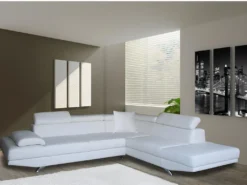 Canapé D'angle XL En Simili ROMAIN - Blanc - Angle Droit