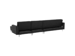Canapé Angle Gauche Convertible Cuir PU Noir 5 Places Avec Pouf ABERDEEN -Canapé Soldes Boutique canape 17141163