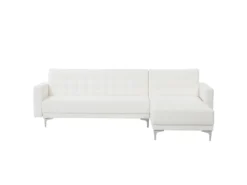 Canapé Angle à Gauche Modulable Convertible Cuir PU Blanc Moderne Classique Aberdeen
