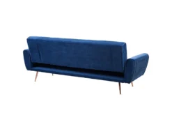 Canapé Convertible 3 Places Velours Bleu Marine SELNES -Canapé Soldes Boutique canape 17147393