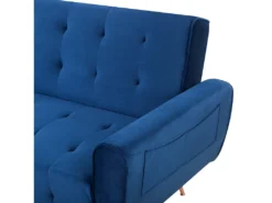 Canapé Convertible 3 Places Velours Bleu Marine SELNES -Canapé Soldes Boutique canape 17147401