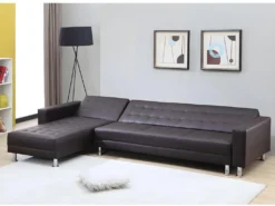 Canapé D'angle Convertible Et Réversible En Simili WILLIS - Marron -Canapé Soldes Boutique canape 172872