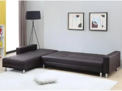 Canapé D'angle Convertible Et Réversible En Simili WILLIS - Marron -Canapé Soldes Boutique canape 172873