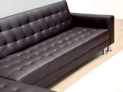 Canapé D'angle Convertible Et Réversible En Simili WILLIS - Marron -Canapé Soldes Boutique canape 172874