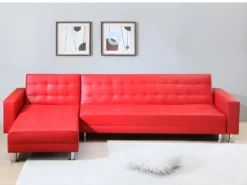 Canapé D'angle Convertible Et Réversible En Simili WILLIS - Rouge -Canapé Soldes Boutique canape 172877