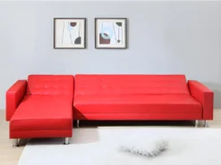 Canapé D'angle Convertible Et Réversible En Simili WILLIS - Rouge -Canapé Soldes Boutique canape 172878
