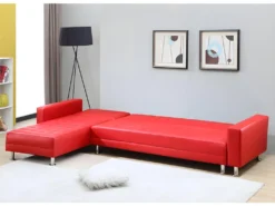 Canapé D'angle Convertible Et Réversible En Simili WILLIS - Rouge -Canapé Soldes Boutique canape 172881