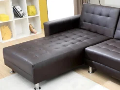 Canapé D'angle Convertible Et Réversible En Simili WILLIS - Marron -Canapé Soldes Boutique canape 172896