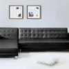 Canapé D'angle Convertible Et Réversible En Simili WILLIS - Noir