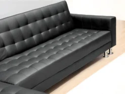 Canapé D'angle Convertible Et Réversible En Simili WILLIS - Noir -Canapé Soldes Boutique canape 173154