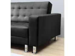 Canapé D'angle Convertible Et Réversible En Simili WILLIS - Noir -Canapé Soldes Boutique canape 173155