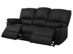 Canapé 3 Places Relax électrique En Cuir MARCIS - Noir -Canapé Soldes Boutique canape 173185