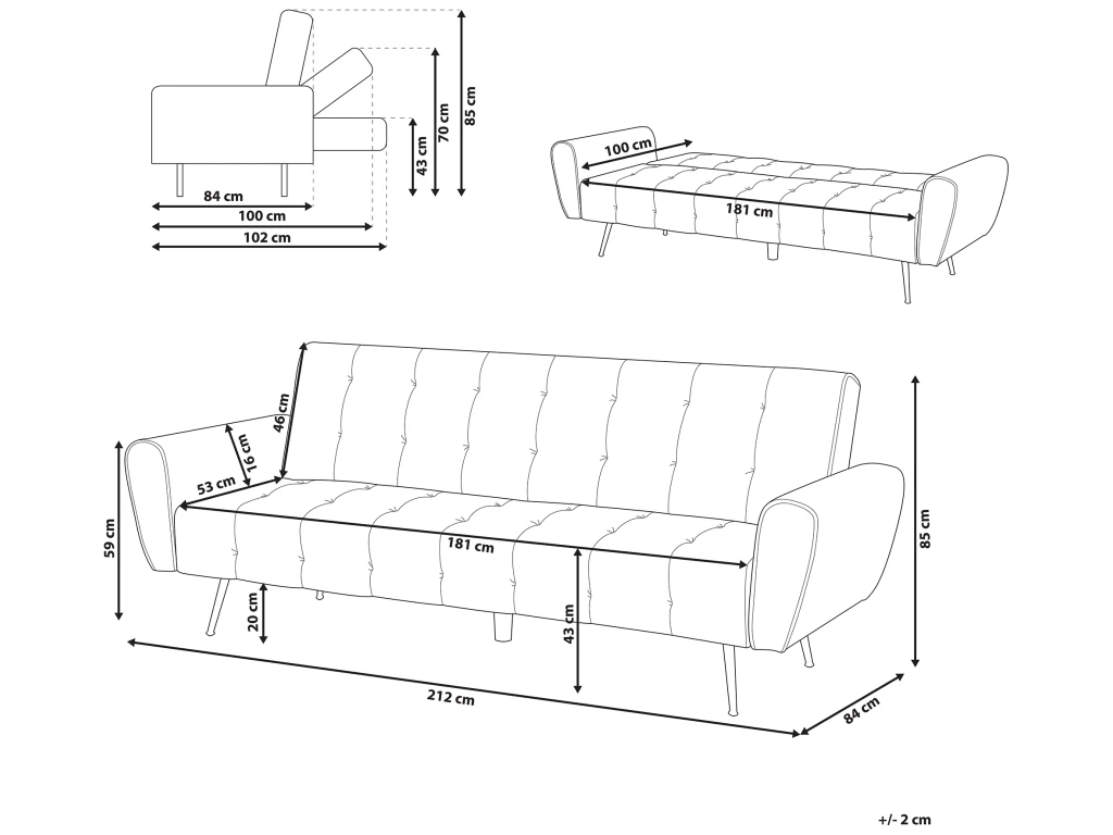 Canapé Convertible 3 Places Velours Vert émeraude SELNES 3 Canapé Convertible 3 Places Velours Vert émeraude SELNES – Image 3