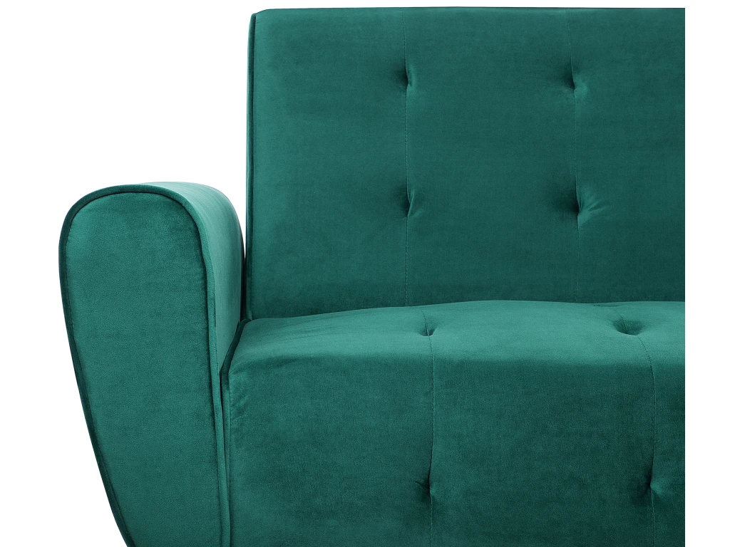 Canapé Convertible 3 Places Velours Vert émeraude SELNES 6 Canapé Convertible 3 Places Velours Vert émeraude SELNES – Image 6