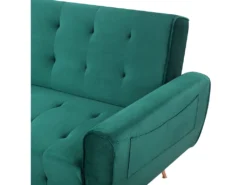 Canapé Convertible 3 Places Velours Vert émeraude SELNES 16 Canapé Convertible 3 Places Velours Vert émeraude SELNES -Canapé Soldes Boutique canape 17451785