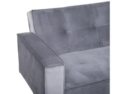 Canapé Convertible 3 Places En Velours Gris VISNES -Canapé Soldes Boutique canape 17451975