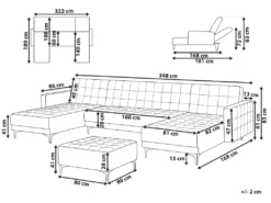 Canapé Panoramique Convertible En Cuir PU Noir 5 Places Avec Pouf ABERDEEN -Canapé Soldes Boutique canape 17452261