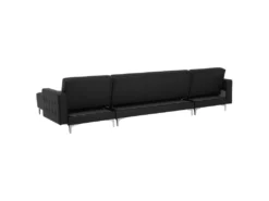 Canapé Panoramique Convertible En Cuir PU Noir 5 Places Avec Pouf ABERDEEN -Canapé Soldes Boutique canape 17452267