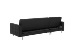 Canapé Angle Gauche Convertible Cuir PU Noir 4 Places Avec Pouf ABERDEEN -Canapé Soldes Boutique canape 17470177