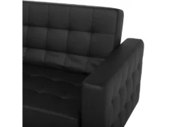 Canapé Angle Gauche Convertible Cuir PU Noir 4 Places Avec Pouf ABERDEEN -Canapé Soldes Boutique canape 17470183