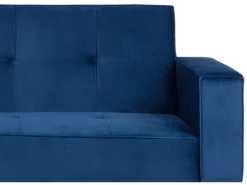 Canapé Convertible 3 Places En Velours Bleu Marine VISNES -Canapé Soldes Boutique canape 17470239