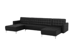 Canapé Panoramique Convertible En Cuir PU Noir 5 Places ABERDEEN -Canapé Soldes Boutique canape 17470447