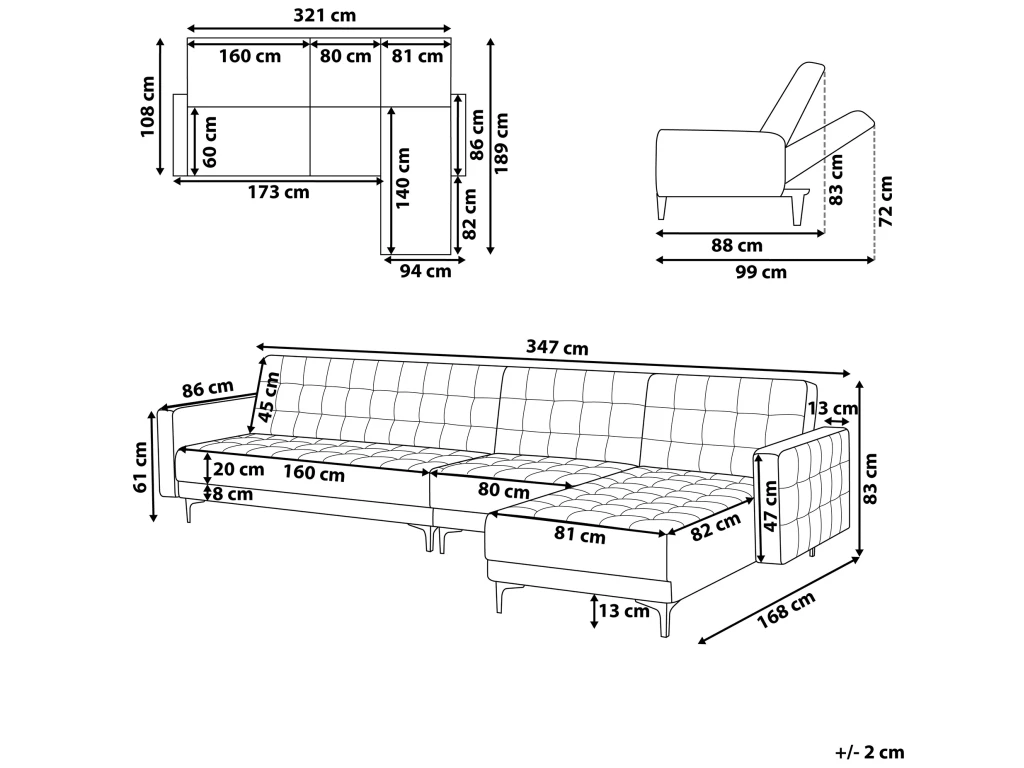 Canapé Angle Droit Convertible Cuir PU Noir 5 Places ABERDEEN 3 Canapé Angle Droit Convertible Cuir PU Noir 5 Places ABERDEEN – Image 3