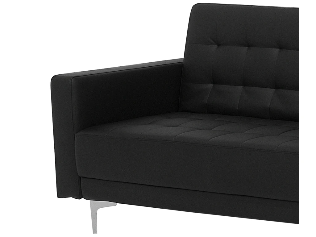 Canapé Angle Droit Convertible Cuir PU Noir 5 Places ABERDEEN 8 Canapé Angle Droit Convertible Cuir PU Noir 5 Places ABERDEEN – Image 8