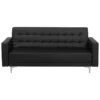 Canapé Convertible 3 Places En Cuir PU Noir ABERDEEN