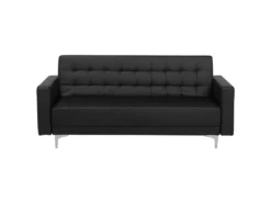 Canapé Convertible 3 Places En Cuir PU Noir ABERDEEN
