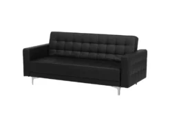 Canapé Convertible 3 Places En Cuir PU Noir ABERDEEN -Canapé Soldes Boutique canape 17470873