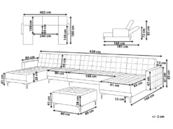 Canapé Panoramique Convertible En Cuir PU Noir 6 Places Avec Pouf ABERDEEN -Canapé Soldes Boutique canape 17470925