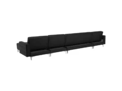Canapé Panoramique Convertible En Cuir PU Noir 6 Places Avec Pouf ABERDEEN -Canapé Soldes Boutique canape 17470933