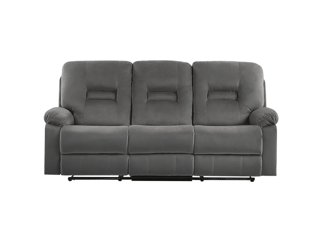 Canapé En Velours Gris 3 Places Inclinable Avec LED Et Port USB BERGEN 1 Canapé En Velours Gris 3 Places Inclinable Avec LED Et Port USB BERGEN