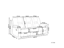 Canapé De Salon 3 Places électrique Inclinable En Velours Beige Avec LED Et Port USB BERGEN -Canapé Soldes Boutique canape 17473787
