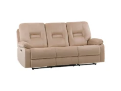 Canapé De Salon 3 Places électrique Inclinable En Velours Beige Avec LED Et Port USB BERGEN -Canapé Soldes Boutique canape 17473791
