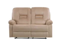 Canapé De Salon électrique Inclinable En Velours Beige 2 Places Avec LED Et Port USB BERGEN