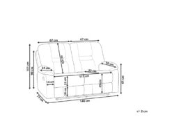 Canapé De Salon électrique Inclinable En Velours Beige 2 Places Avec LED Et Port USB BERGEN -Canapé Soldes Boutique canape 17473803