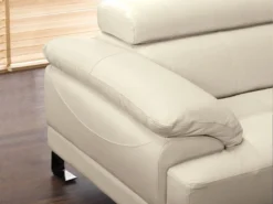 Canapé D'angle Droit En Cuir Premium Ivoire EXCELSIORA -Canapé Soldes Boutique canape 175142