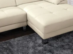 Canapé D'angle Droit En Cuir Premium Ivoire EXCELSIORA -Canapé Soldes Boutique canape 175143