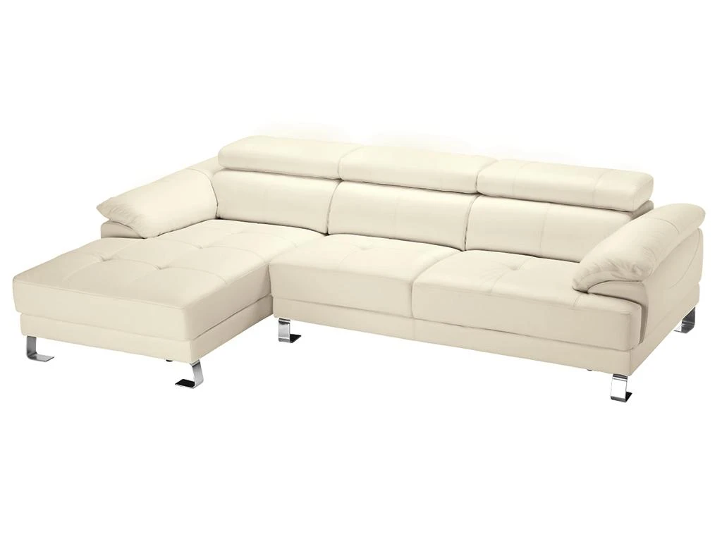Canapé D'angle Gauche En Cuir Premium Ivoire EXCELSIORA 1 Canapé D'angle Gauche En Cuir Premium Ivoire EXCELSIORA