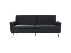 Canapé Convertible 3 Places En Velours Noir VETTRE
