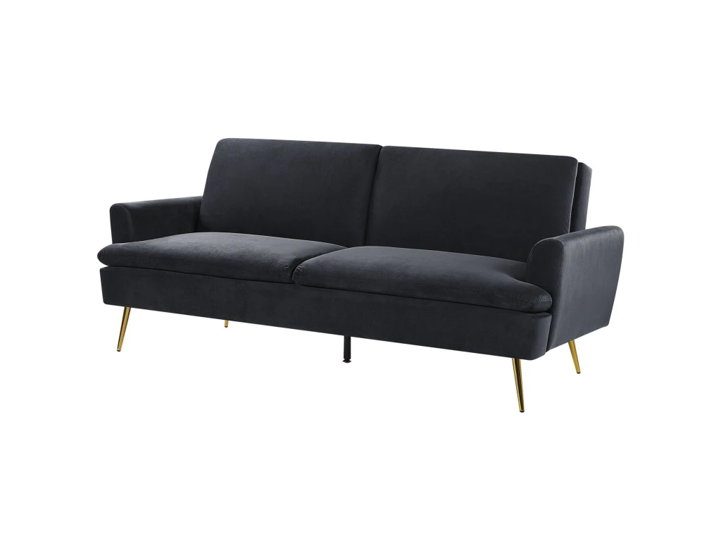 Canapé Convertible 3 Places En Velours Noir VETTRE 6 Canapé Convertible 3 Places En Velours Noir VETTRE – Image 6